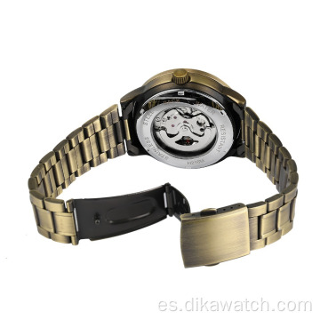 T-WINNER nuevo reloj de bronce retro dorado para hombres, correa de acero inoxidable sin decoloración, movimiento de alta calidad, reloj de cuarzo en reloj de pulsera